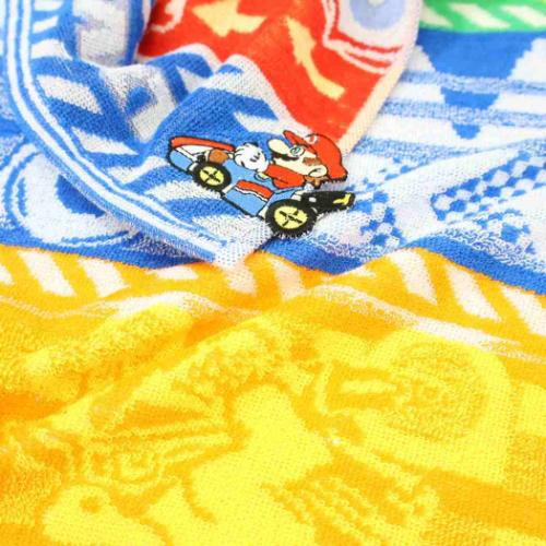 スーパーマリオ ロングタオル パイルジャカードフェイスタオル オーガニックコットン カラフルドライブ キャラクター グッズ メール便可