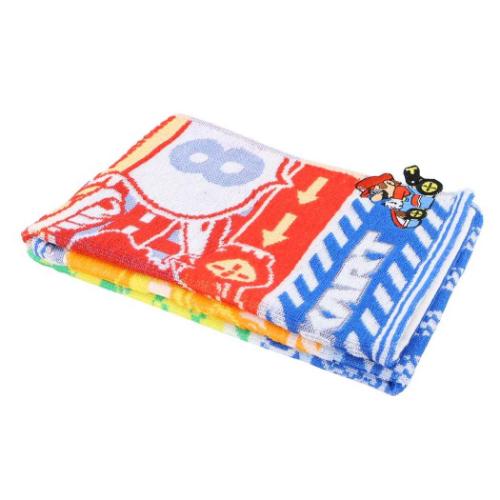 スーパーマリオ ロングタオル パイルジャカードフェイスタオル オーガニックコットン カラフルドライブ キャラクター グッズ メール便可