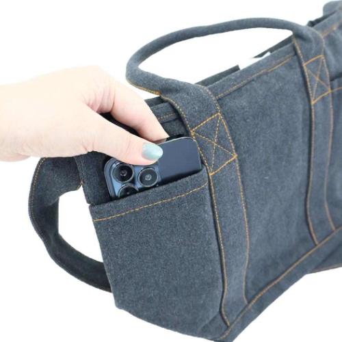 スヌーピー ショルダーバッグ IP.デリ.シシュウ.Peanuts-0M デニムミニバッグ ショルダー付 GRAY ピーナッツ キャラクター グッズ