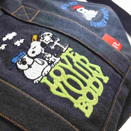 スヌーピー ショルダーバッグ IP.デリ.シシュウ.Peanuts-0M デニムミニバッグ ショルダー付 GRAY ピーナッツ キャラクター グッズ