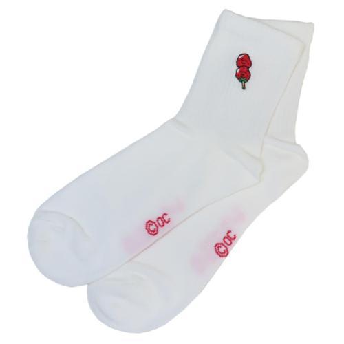 おえかきさん 女性用靴下 ししゅうソックス いちごあめさんホワイト かわいい グッズ メール便可
