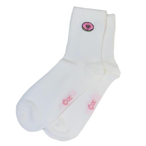 おえかきさん 女性用靴下 ししゅうソックス どーなっつさんホワイト かわいい グッズ メール便可