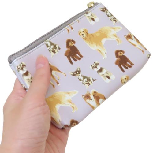 ミニポーチ ミニフラットポーチ メニードッグ グレイ いぬ コンパクト グッズ メール便可