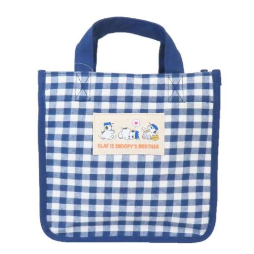 スヌーピー ランチバッグ ランチトート オラフ ネイビーチェックシリーズ ピーナッツ キャラクター グッズ メール便可