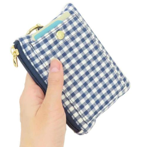 スヌーピー キーケース＆定期入れ パスポーチ リール付き オラフ ネイビーチェックシリーズ ピーナッツ キャラクター グッズ メール便可