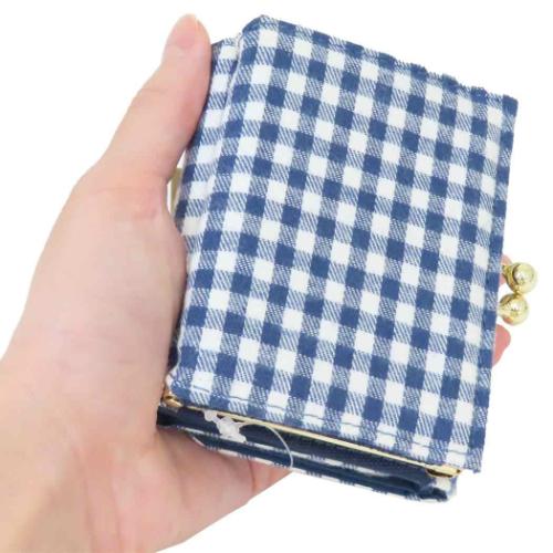 スヌーピー ミニウォレット 三つ折りがま口財布 オラフ ネイビーチェックシリーズ ピーナッツ キャラクター グッズ