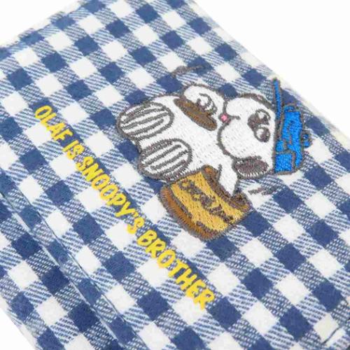 スヌーピー ミニウォレット 三つ折りがま口財布 オラフ ネイビーチェックシリーズ ピーナッツ キャラクター グッズ