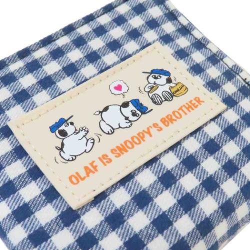 スヌーピー ミニ財布 ミニウォレット オラフ ネイビーチェックシリーズ ピーナッツ キャラクター グッズ メール便可