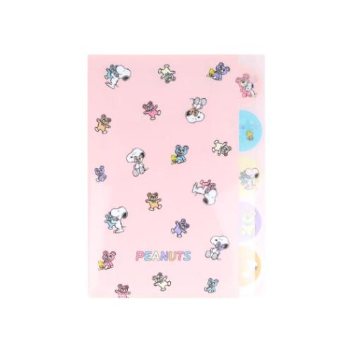 スヌーピー ポケットファイル ダイカットクリアファイル5P A4 パステル ピーナッツ キャラクター グッズ メール便可