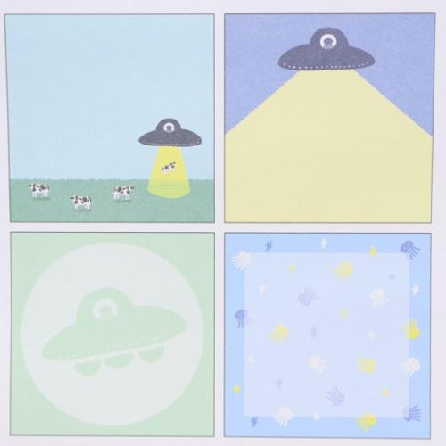 ミカクニン メモ帳 メモパッド スクエア UFO おもしろ文具 グッズ メール便可
