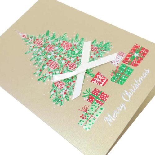 CHRISTMAS グリーティングカード クリスマスイタリアカード 金 ギフト雑貨 封筒付き CHRISTMAS Xmasカード グッズ メール便可