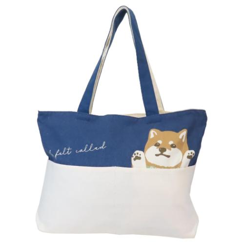 トートバッグ ポケット横型トートバッグ ファスナー付き 遊んでコータくん いぬ かわいい グッズ メール便可