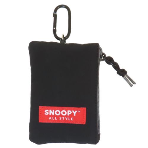 スヌーピー 定期入れ リール付きパスポーチ BK ブラック ピーナッツ キャラクター グッズ メール便可