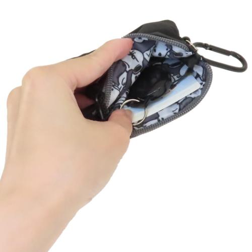 スヌーピー 定期入れ リール付きパスポーチ BK ブラック ピーナッツ キャラクター グッズ メール便可