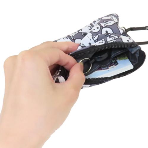 スヌーピー 定期入れ リール付きパスポーチ 総柄 ピーナッツ キャラクター グッズ メール便可