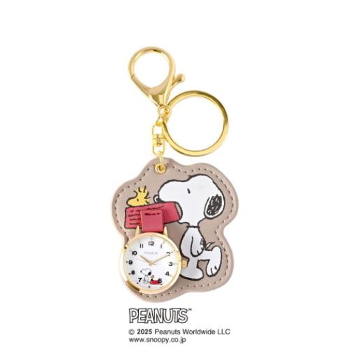 スヌーピー キーホルダー時計 ダイカットチャームウォッチM GY グレー ピーナッツ キャラクター グッズ メール便可