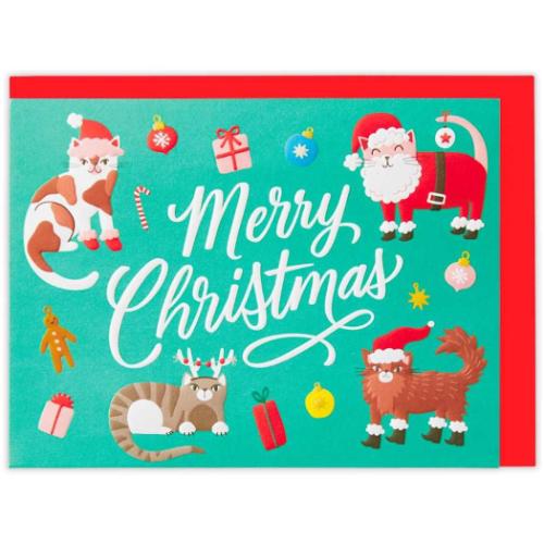 クリスマスカード 海外デザインカード 立体カード ねこサンタ メッセージカード グッズ メール便可