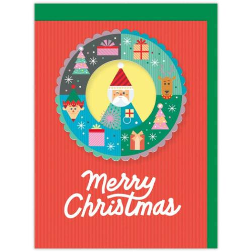 クリスマスカード 海外デザインカード クリスマスサンタリース メッセージカード グッズ メール便可