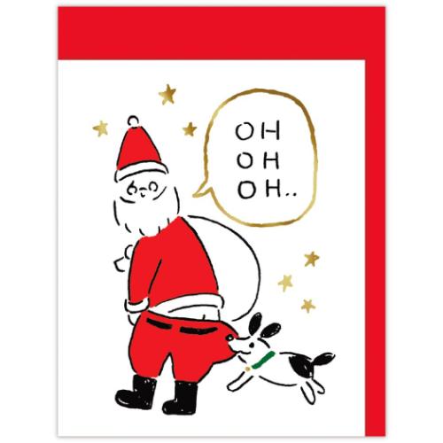 クリスマスカード ミニカード ミニおっサンタと犬 メッセージカード グッズ メール便可
