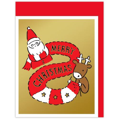 クリスマスカード ミニカード ミニおっサンタマフラ メッセージカード グッズ メール便可