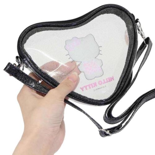 ハローキティ ショルダーバッグ ハート形ラメクリアポシェット 日焼け サンリオ キャラクター グッズ