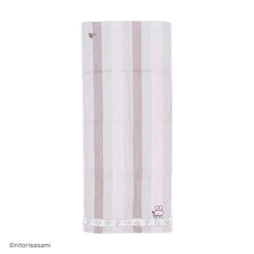 ホワイトタイガーとブラックタイガー ロングタオル フルフィーコットン無撚糸フェイスタオル ちょっぴりドジ うさぎ先生 ピンク メール便可