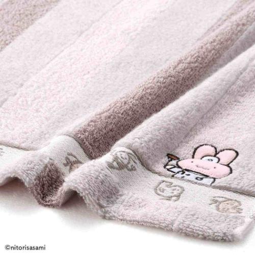 ホワイトタイガーとブラックタイガー ロングタオル フルフィーコットン無撚糸フェイスタオル ちょっぴりドジ うさぎ先生 ピンク メール便可