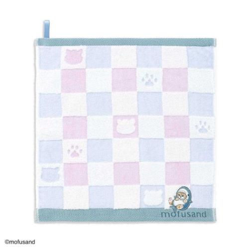 mofusand モフサンド ループタオル スチームシャーリング無撚糸ループ付きウォッシュタオル おすわりにゃん ブルー メール便可