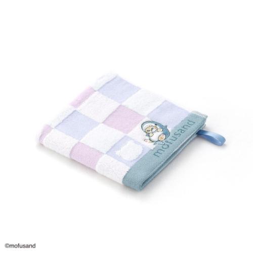 mofusand モフサンド ループタオル スチームシャーリング無撚糸ループ付きウォッシュタオル おすわりにゃん ブルー メール便可
