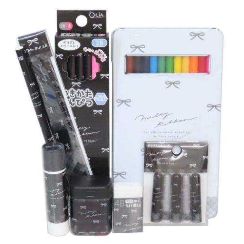 文具セット 8点文房具セット メルティリボン パターン かわいい プレゼント グッズ