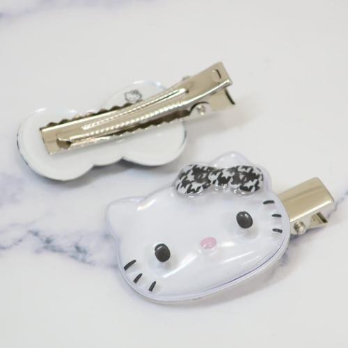 ハローキティ ヘアアクセ ぷっくりったいヘアクリップ 2個セット 千鳥格子 サンリオ キャラクター グッズ メール便可