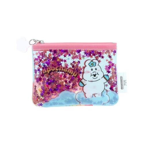 んぽちゃむ ミニポーチ スパンコール入りミニポーチ ブルー キャラクター グッズ メール便可