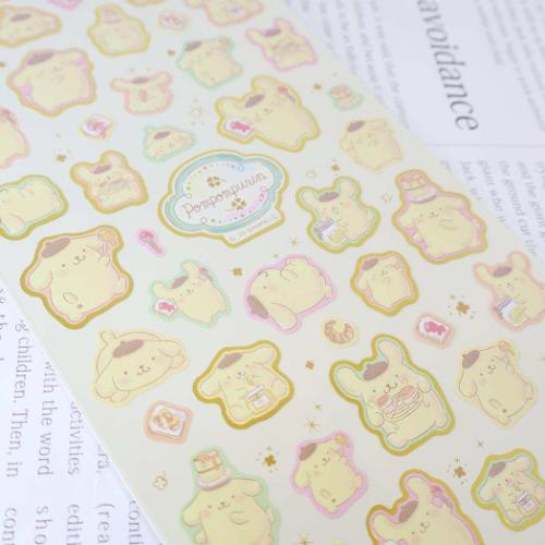 ポムポムプリン シールシート 箔押し キャラクターシール ハピネスガール サンリオ キャラクター グッズ メール便可