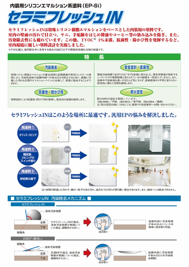 セラミフレッシュIN 日本塗料工業会 濃彩色 艶消し 4kg エスケー化研