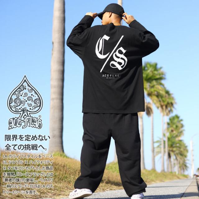 入手困難 エースフラッグ ACEFLAG セットアップ Compton 楽天市場】ACE FLAG 上下セット 長袖 メンズ 黒/白 大きいサイズ
