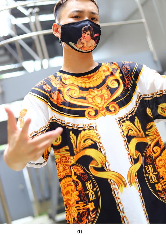 ブランドショッパー付き Reason Tシャツ 半袖 メンズ レディース 春夏用 白 Sサイズ リーズン おしゃれ かっこいい バロック 彫刻 花柄 ゴールドチェーン スカル 初回限定 Carlavista Com
