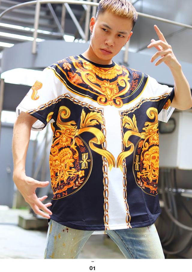 ブランドショッパー付き Reason Tシャツ 半袖 メンズ レディース 春夏用 白 Sサイズ リーズン おしゃれ かっこいい バロック 彫刻 花柄 ゴールドチェーン スカル 初回限定 Carlavista Com
