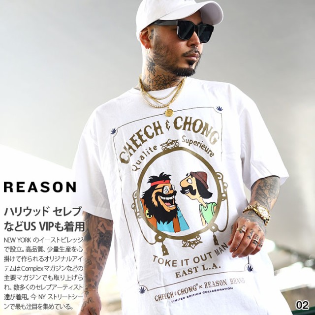 REASON × Cheech & Chong Tシャツ 半袖 メンズ 黒/白 大きいサイズ