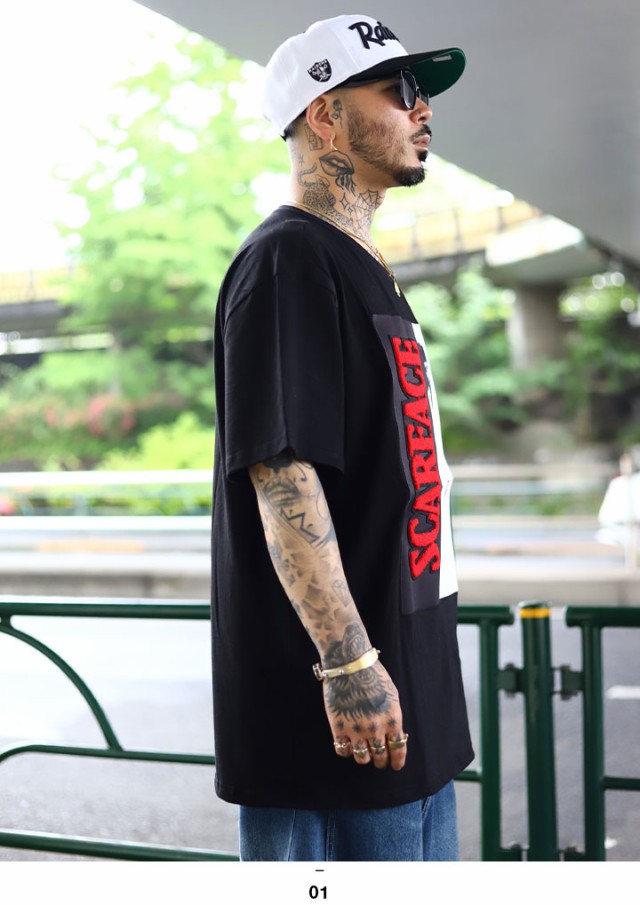 REASON × 映画 スカーフェイス 公式 Tシャツ 半袖 メンズ 黒 大きい