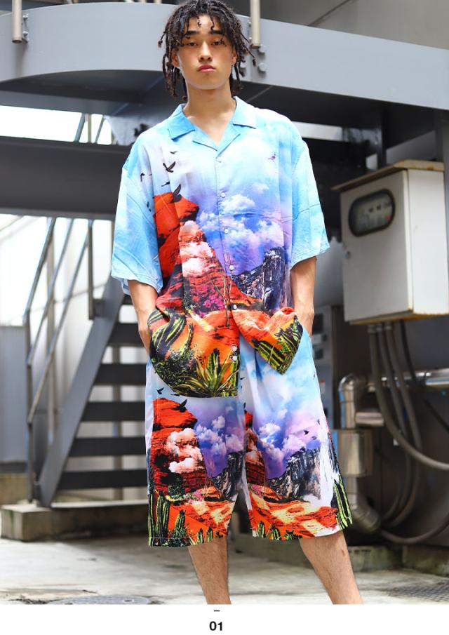 人気満点 Staple セットアップ 半袖 メンズ レディース 夏用 青 L 3xl 大きいサイズ ビッグシルエット ステイプル 上下セット アメカジ Ny セレブ 速達メール便送料無料 Carlavista Com