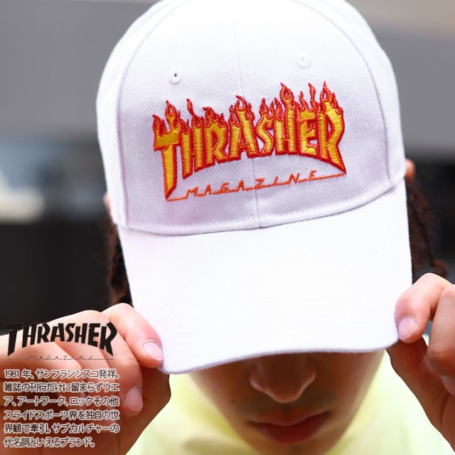 THRASHER キャップ メンズ レディース 春夏秋冬用 白/黒