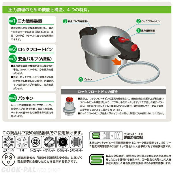 ヨシカワ 菰田欣也 3層両手圧力鍋5.0L KO0033の通販はau PAY