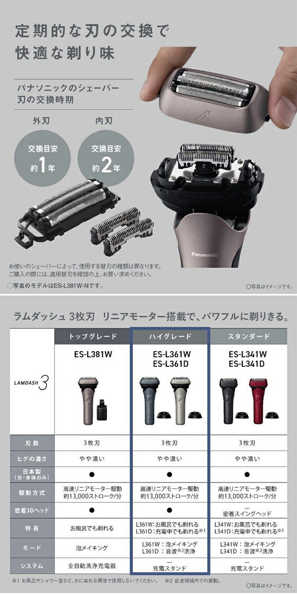 パナソニック ラムダッシュ3枚刃 ES-L361D-S シャンパンシルバー 電動