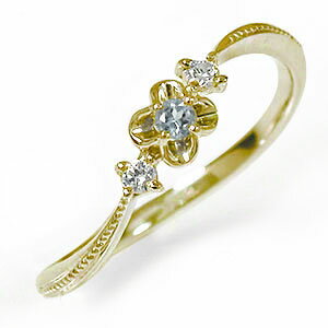 メールの 指輪 トリロジー レディースの通販はau Pay マーケット ジュエリー工房 ａｌｍａ Au Pay マーケット店 商 花 フラワーモチーフ ピンキーリング 10金 アクアマリン ダイヤモンド 指輪 誕生石 トリロジー