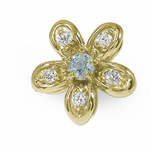 完売 ピアス アクアマリン レディース 送料無料 シリコンキャッチ付き スタッド 誕生石 ダイヤモンド 片耳ピアス 花 フラワーモチーフ 10金 ピアス Sutevalle Org