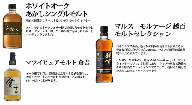 ィングする】 国産モルトウイスキーセット 飲み比べ 3本セット タイプ