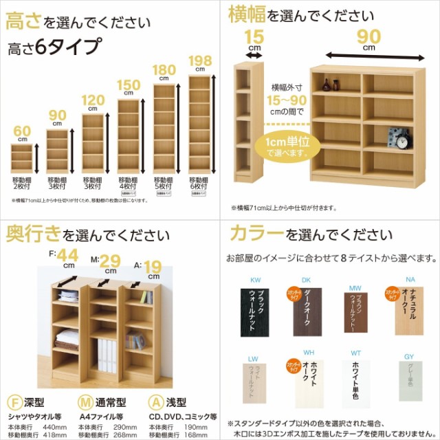 タナリオ 幅61カラ70cm 奥行19cm オーダー 高さ120cm 奥浅型 シェルフ