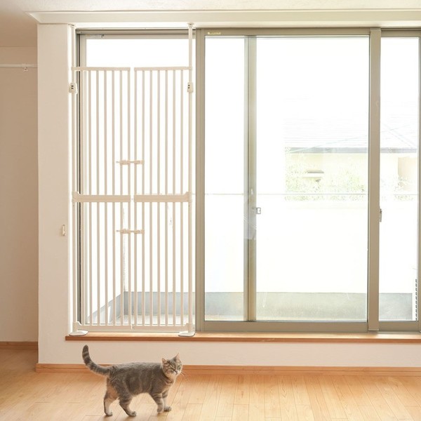 ペットゲート脱走防止飛び出し防止柵猫用犬用突っ張りゲージフェンスシンプル【販売指示後カートアップ】飛び出し防止ペットゲートホワイト