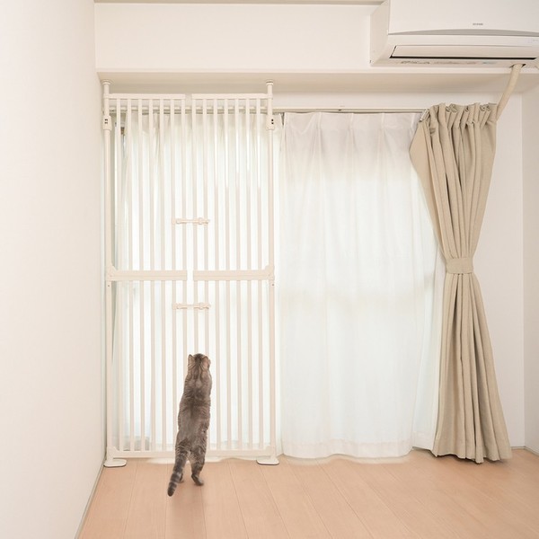 ペットゲート脱走防止飛び出し防止柵猫用犬用突っ張りゲージフェンスシンプル【販売指示後カートアップ】飛び出し防止ペットゲートホワイト