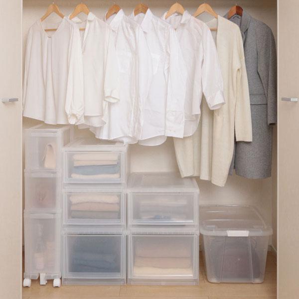クリアケース押入れ収納クローゼット収納クリア収納クリアボックス収納ケース収納ボックス衣装ケース収納衣類収納フタ付きプラスチックコロ付きプラスチッククローゼットキャリーナチュラル／ホワイトMAA-530アイリスオーヤマ 